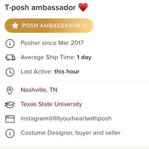 Meet your Posher Fill your heart. T Posh Ambassador 5 star Costume Designer